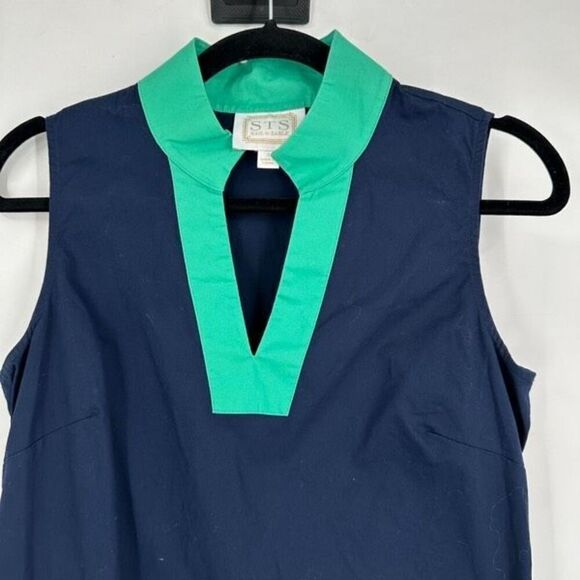SAIL TO SABLE Tunic Shift Dress Womens Small Mint Green Navy Classic Colorblock - Picture 5 of 12